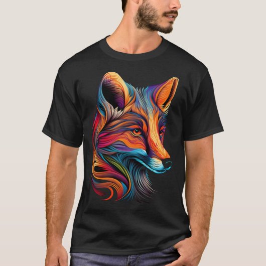 Fox Face Beautiful Colorful Artistic Animal T-shirt (Voorkant)