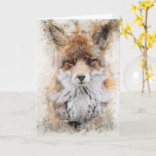 FOX FACE BLANK ALL-OCCASION KAART (Gele Bloem)
