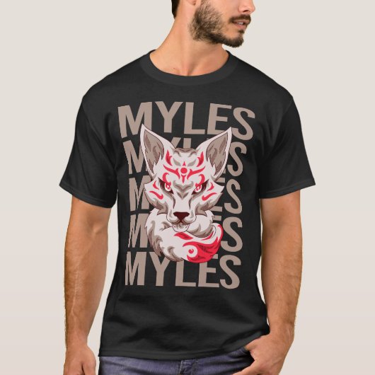 Fox Face - Myles Naam T-shirt (Voorkant)