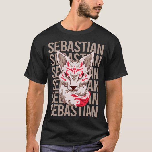 Fox Face - Sebastian Naam T-shirt (Voorkant)