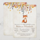 Fox Fall verlaat Pumpkin Baby shower Invitation Kaart (Voorkant / Achterkant)