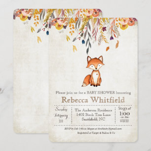 Fox Fall verlaat Pumpkin Baby shower Invitation Kaart