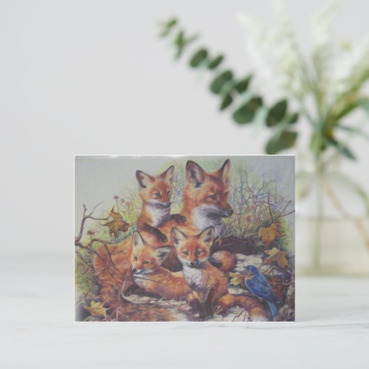 Fox familie briefkaart (Staand voorkant)