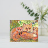 Fox Familie in de Bossen Briefkaart (Staand voorkant)