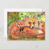 Fox Familie in de Bossen Briefkaart (Voorkant / Achterkant)