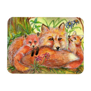 Fox familie in de Bossen Magneet