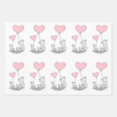 Fox familie met roze hartballonnen inpakpapier vel (Voorkant 3)