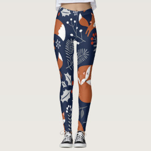 Fox familie: naadloos patroon. leggings
