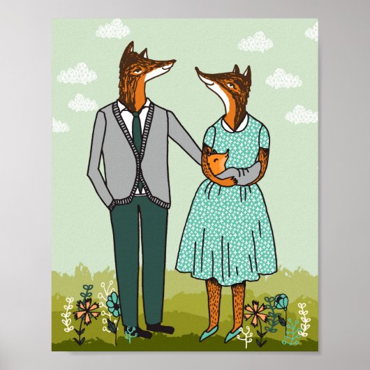 Fox Family Art Print (Voorkant)