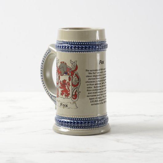 Fox Family Coat of Arms Stein Bierpul (Voorkant links)
