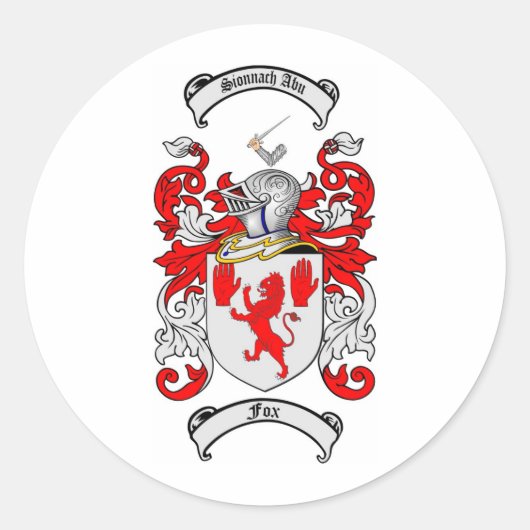 FOX FAMILY CREST - FOX WAPEN RONDE STICKER (Voorkant)