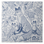 Fox Family Denim Blue White / Grey Woodland Tegeltje (Voorkant)
