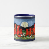 Fox Family die Moon Dark Blue Design-Mok bekijkt Mok (Midden)
