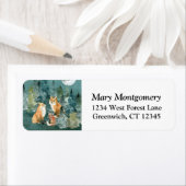 Fox Family Forest Full Moon Adres Etiket (Insitu)