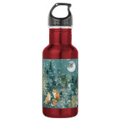 Fox Family Forest Full Moon Snowfall Holiday Small Waterfles (Voorkant)