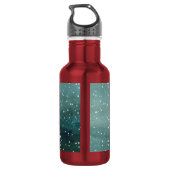 Fox Family Forest Full Moon Snowfall Holiday Small Waterfles (Achterkant)