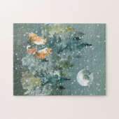 Fox Family Forest Full Moon Snowfall Legpuzzel (Horizontaal)