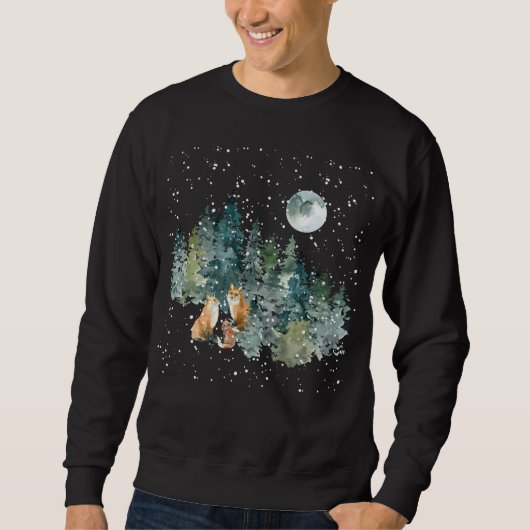 Fox Family Forest Full Moon Snowfall Trui (Voorkant)
