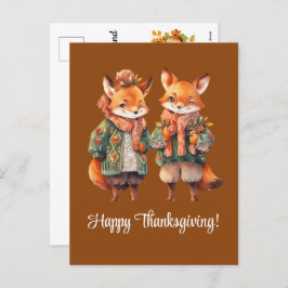 Fox Family Happy Thanksgiving Feestdagenkaart