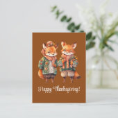 Fox Family Happy Thanksgiving Feestdagenkaart (Staand voorkant)