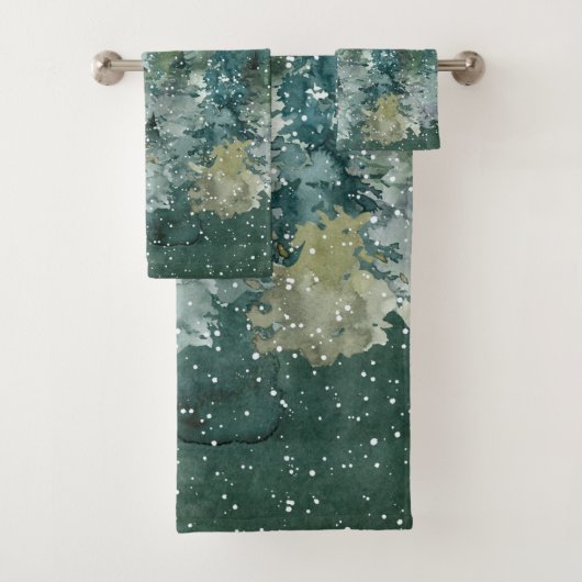 Fox Family in Forest Full Moon Snowfall Bad Handdoek (Insitu)