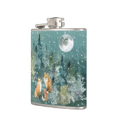 Fox Family in Forest Full Moon Snowfall Heupfles (Links)