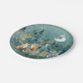 Fox Family in Forest Full Moon Snowfall Holiday Papieren Bordje (Gekanteld)