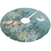 Fox Family in Forest Full Moon Snowfall Kerstboom Rok (Gekanteld)