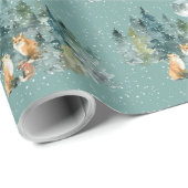 Fox Family in Forest Full Moon Snowfall Kerstmis Cadeaupapier (Rol Hoek)
