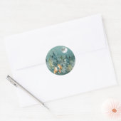 Fox Family in Forest Full Moon Snowfall Ronde Sticker (Envelop)