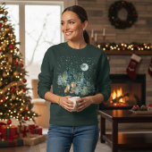 Fox Family in Forest Full Moon Snowfall Trui