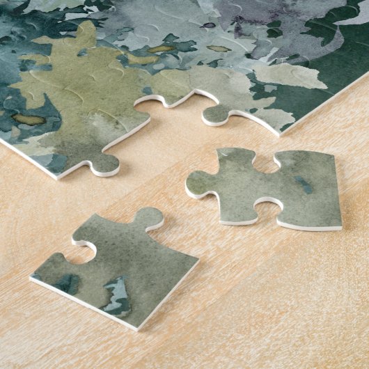 Fox Family in Forest Full Moon Waterverf Legpuzzel (Zijkant)