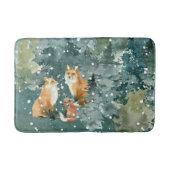 Fox Family in Forest Snowfall Badmat (Voorkant)