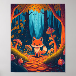 Fox Fantasy Animal Forest illustratie Poster