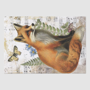 Fox Fern Butterfly Music Gold Decoupage Idee Tissuepapier