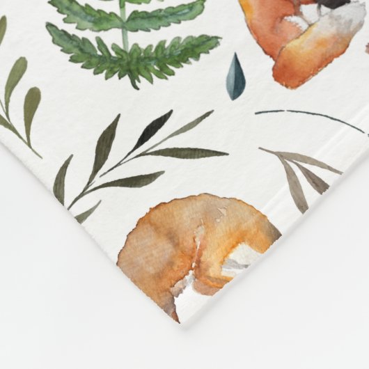 Fox, Ferns en Leaves Personalized Blanket Fleece Deken (Hoek)