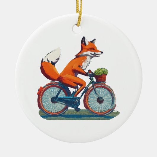 Fox-fiets Keramisch Ornament (Voorkant)