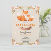 Fox floral baby shower-uitnodiging kaart (Staand voorkant)