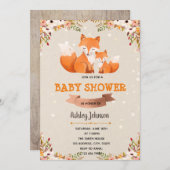 Fox floral baby shower-uitnodiging kaart (Voorkant / Achterkant)