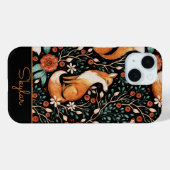 Fox Floral Botanische Patroon Script Naam Case-Mate iPhone Case (Achterkant (horizontaal))