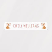 Fox Flower Crown Roze Kinder naam Waterdicht Labels (Design 1)