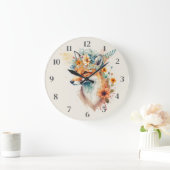 Fox Flower Crown Watercolor Grote Klok (Huis)