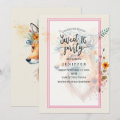 Fox Flower Crown Waterverf Kaart (Voorkant / Achterkant)