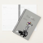 Fox Flower Crown Zwart Wit Dier Monogram Planner (Display)