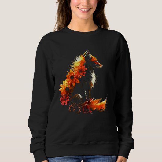 Fox Flowers - Art Animal Fox Trui (Voorkant)