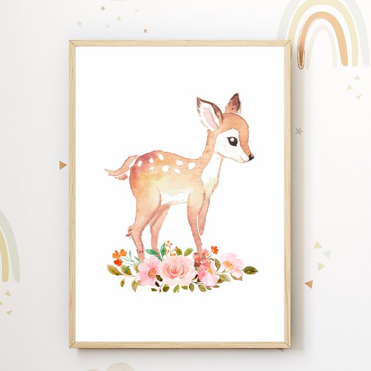 Fox Flowers Nursery Poster Kinderkamer Decoratie