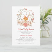 Fox  Foliage Peach Virtual Baby shower Kaart (Staand voorkant)