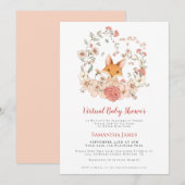 Fox  Foliage Peach Virtual Baby shower Kaart (Voorkant / Achterkant)