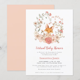 Fox  Foliage Peach Virtual Baby shower Kaart