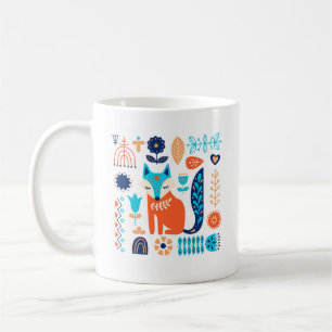Fox Folk Art Bloemen Patroon   NATUUR Koffiemok